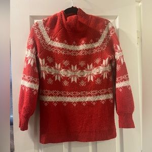 Patterned red & white sweater